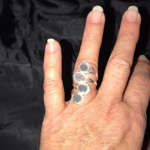 Green druzy sterling silver ring. Size 8.